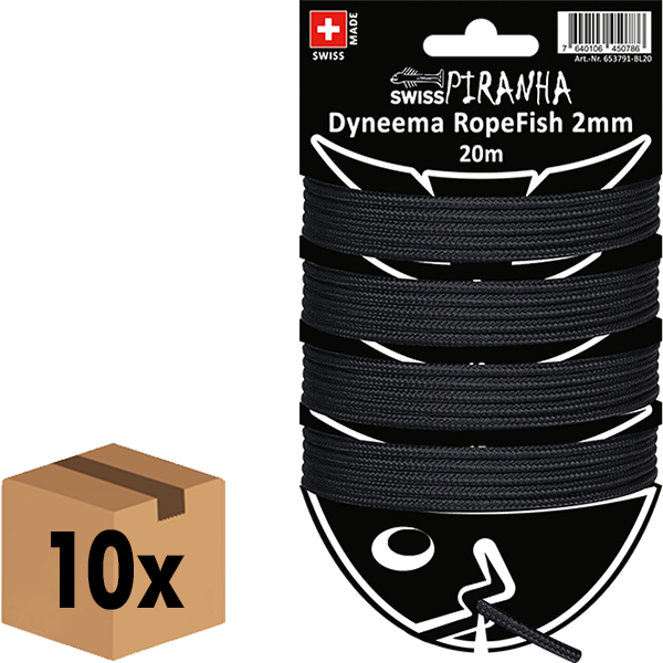swiss-piranha-dyneema-ropefish-20m-2mm-schwarz-165kg-rei-fest image 1