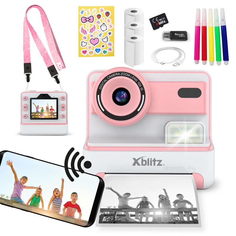 xblitz-flash-pink-kinder-sofortbildkamera-mit-thermodrucker image 2