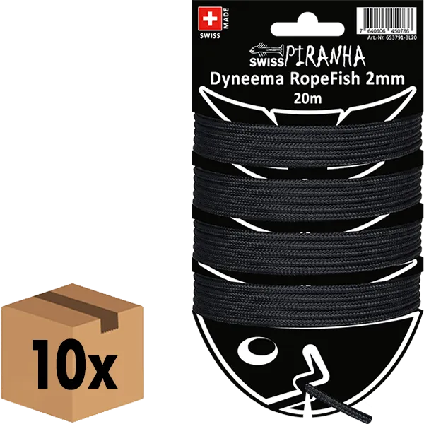 swiss-piranha-dyneema-ropefish-20m-2mm-schwarz-165kg-rei-fest image 1